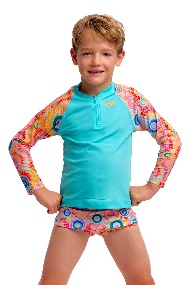 Funky Trunks Toddler Boys Zippy Rash Vest - Kulin Colour
