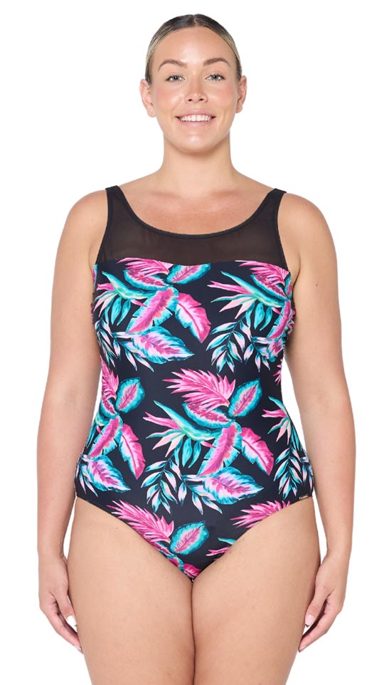 Capriosca High Neck Mesh One Piece - Aruba