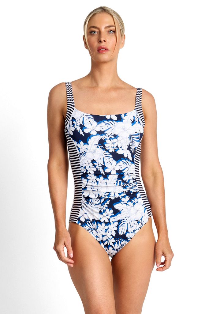 Jantzen Ruched Square Neck One Piece - Anchor