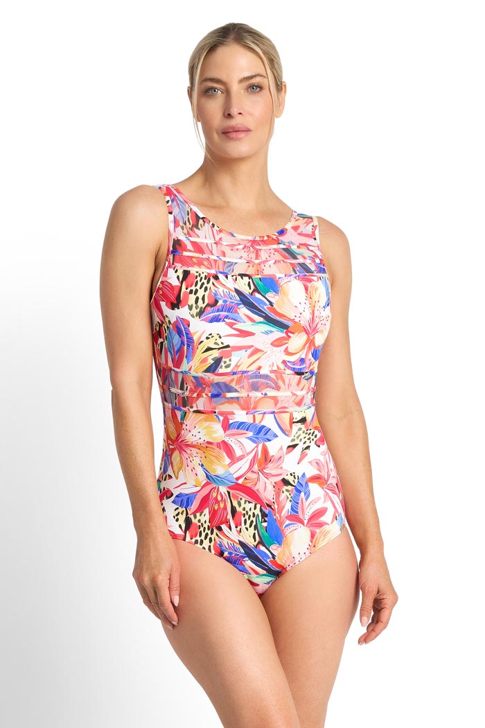 Jantzen Mesh High Neck Mastectomy One Piece - Mandalay