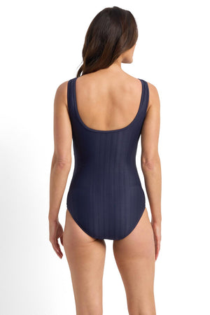 Jantzen Mesh High Neck Mastectomy One Piece - Sky High