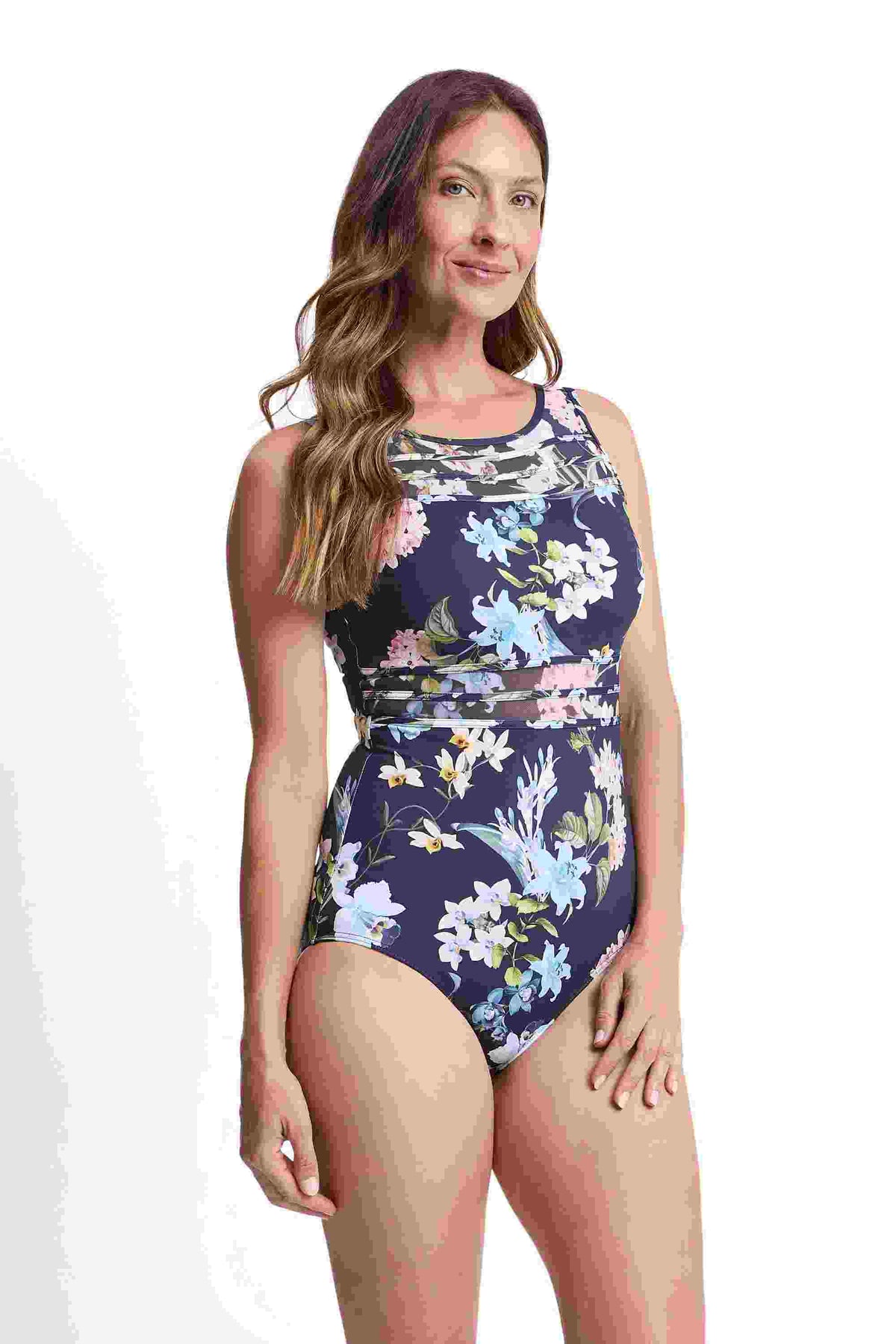 Jantzen Mesh High Neck Mastectomy One Piece - Aster