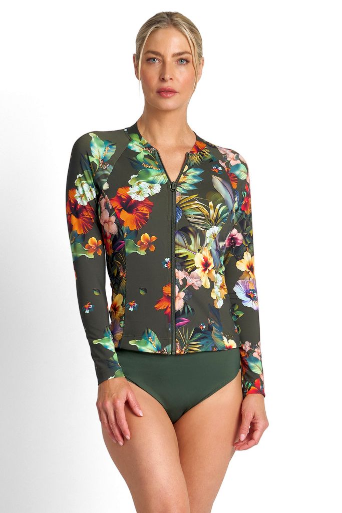 Jantzen Long Sleeve Mastectomy Rashie - Hibiscus