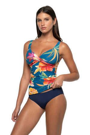 Nip Tuck Louise Multifit Ruched Front Tankini Top - Hula Hula