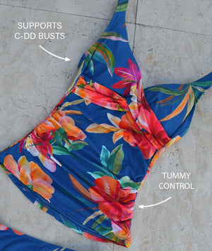 Nip Tuck Louise Multifit Ruched Front Tankini Top - Hula Hula