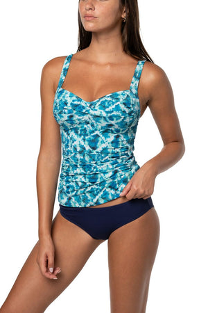 Niptuck Joanne Multifit Ruched Front Tankini Top - Celestial Waters
