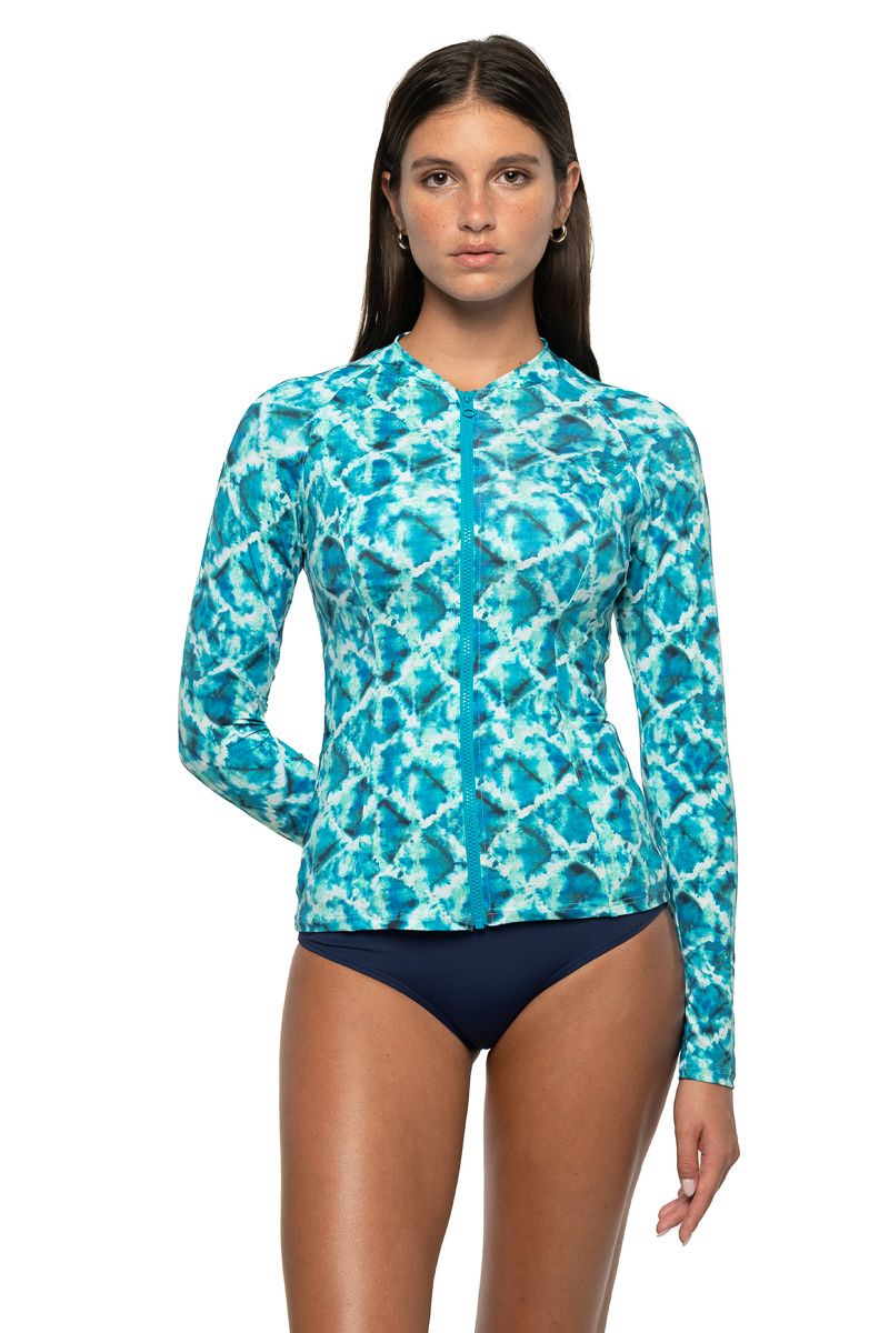 Niptuck Yolanda Longsleeve Zip Rashvest - Celestial Waters