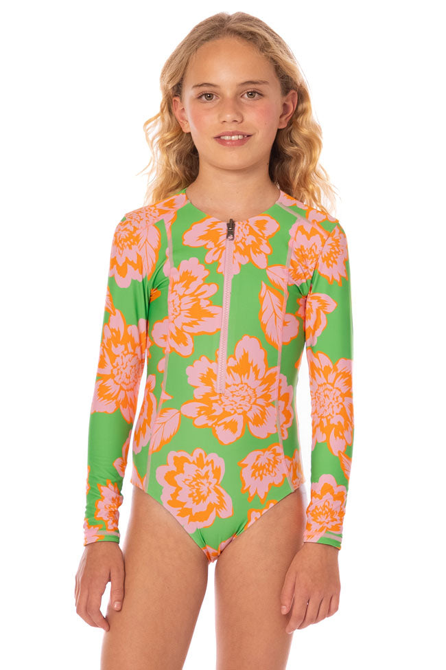 Maaji Girls Miku Long Sleeve One Piece - Sunset Petals