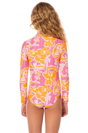 Maaji Girls Miku Long Sleeve One Piece - Flamingo Glow