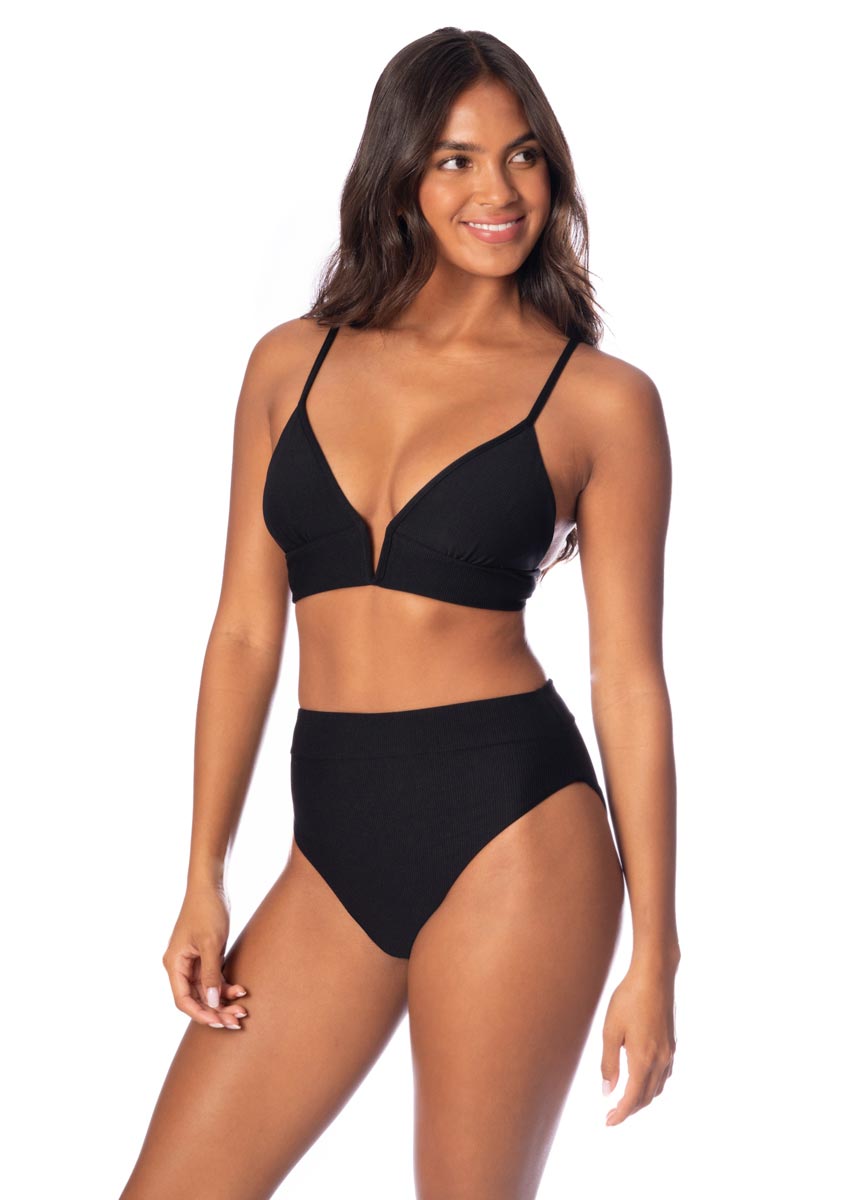 Maaji Parade Long Line V-Wire Top - Jade Black