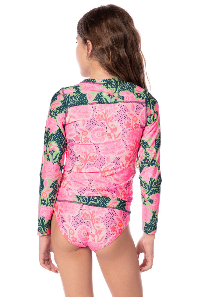 Maaji Girls Odyssey Long Sleeve Rashguard Set - Blush Floral