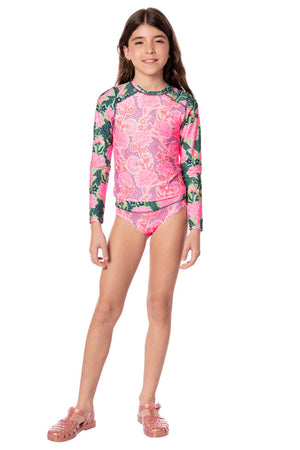 Maaji Girls Odyssey Long Sleeve Rashguard Set - Blush Floral