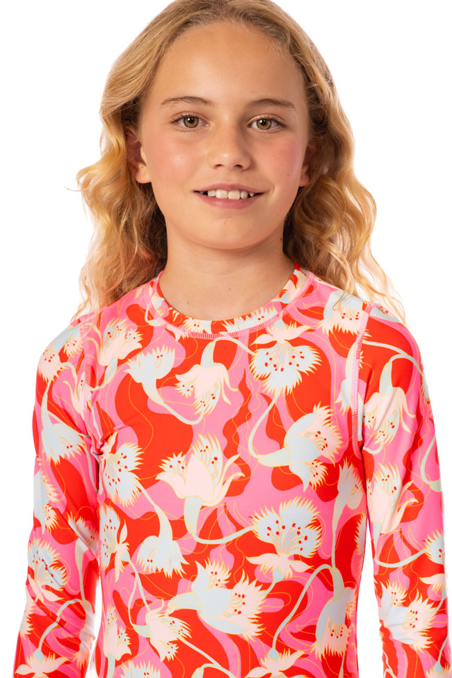 Maaji Girls Odyssey Long Sleeve Rashguard Set - Floral Rush