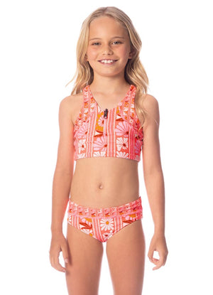 Maaji Poppy Girls Bikini Set - Peach Flowers