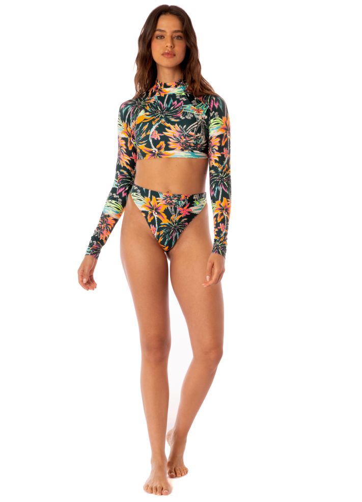 Maaji Verbena Long Sleeve Rash Vest Crop Top - Funky Fiesta