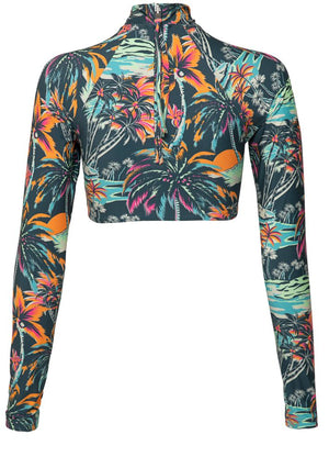 Maaji Verbena Long Sleeve Rash Vest Crop Top - Funky Fiesta