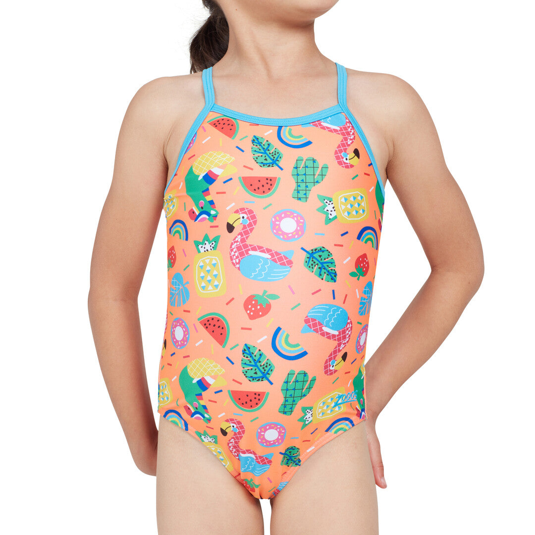 Zoggs Toddler Girls Tex Back One Piece - Pool Party
