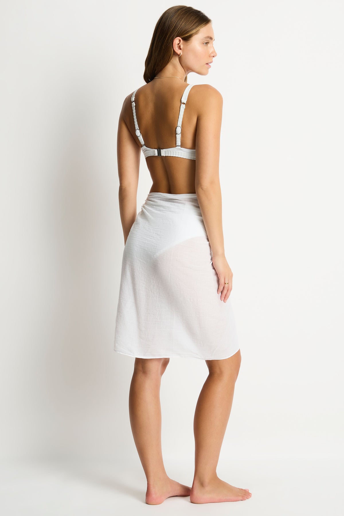 Sea Level Frayed Sarong - Salt