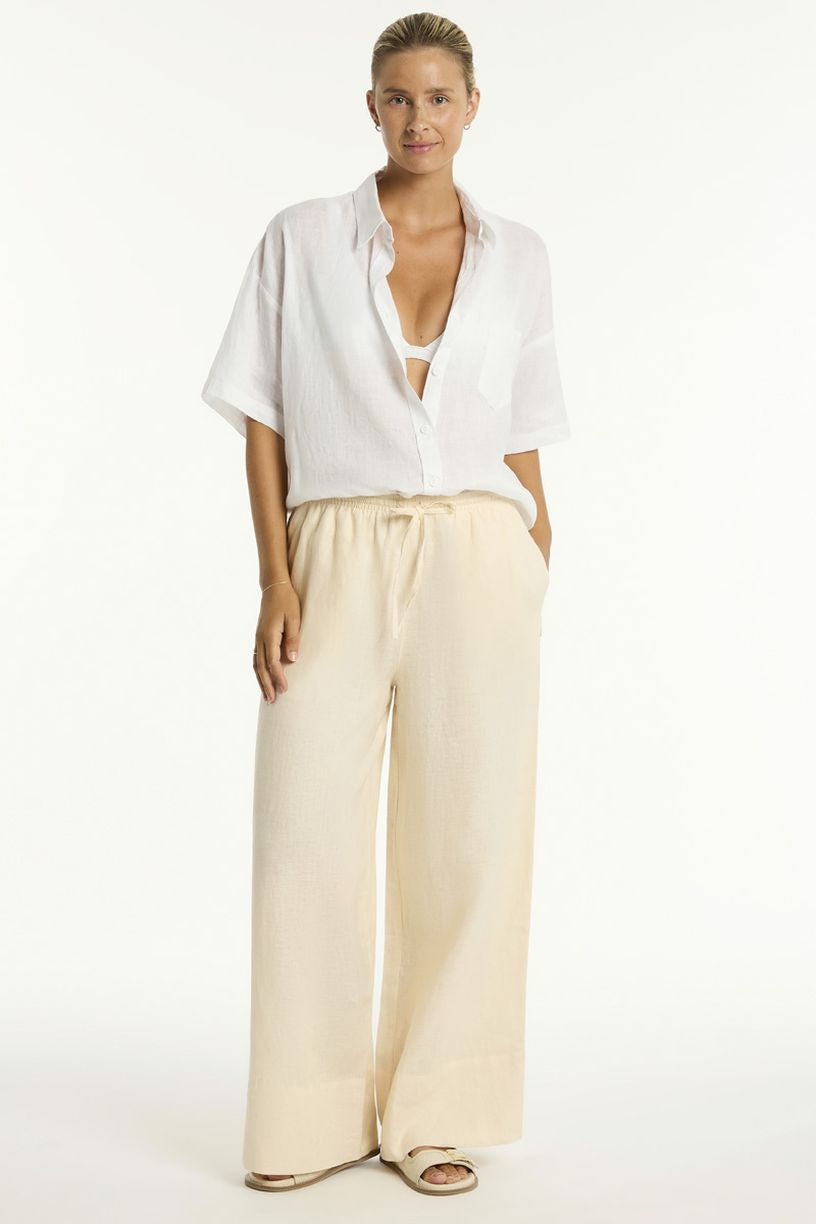 Sea Level Tidal Linen Palazzo Pant - Tidal Linen