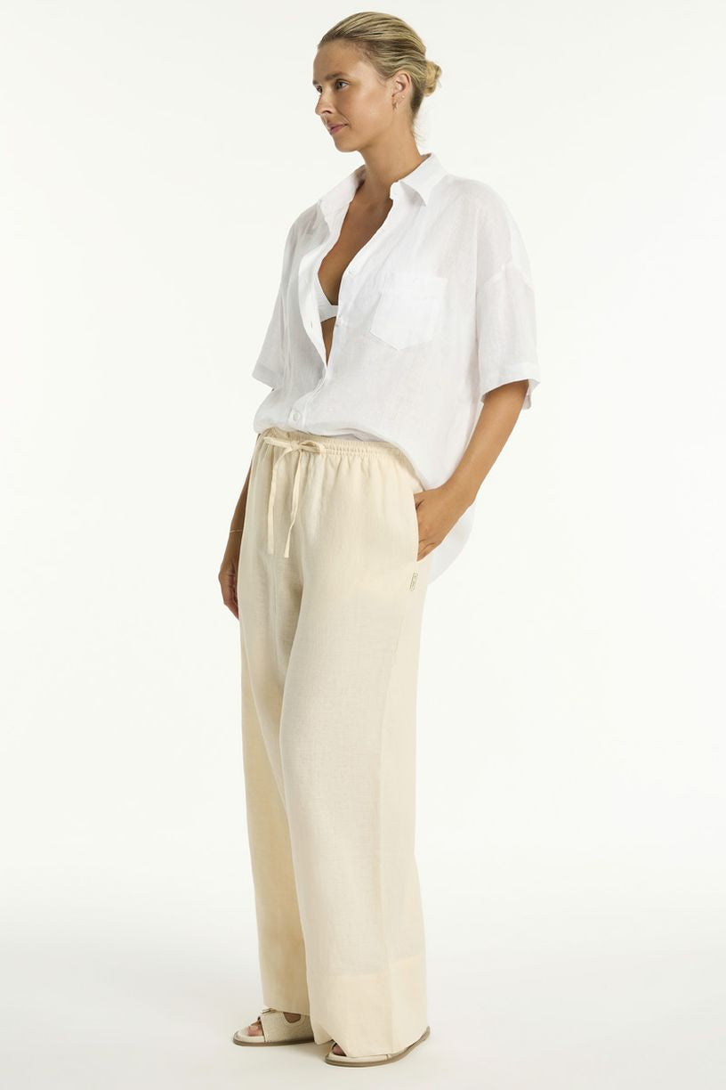 Sea Level Tidal Linen Palazzo Pant - Tidal Linen