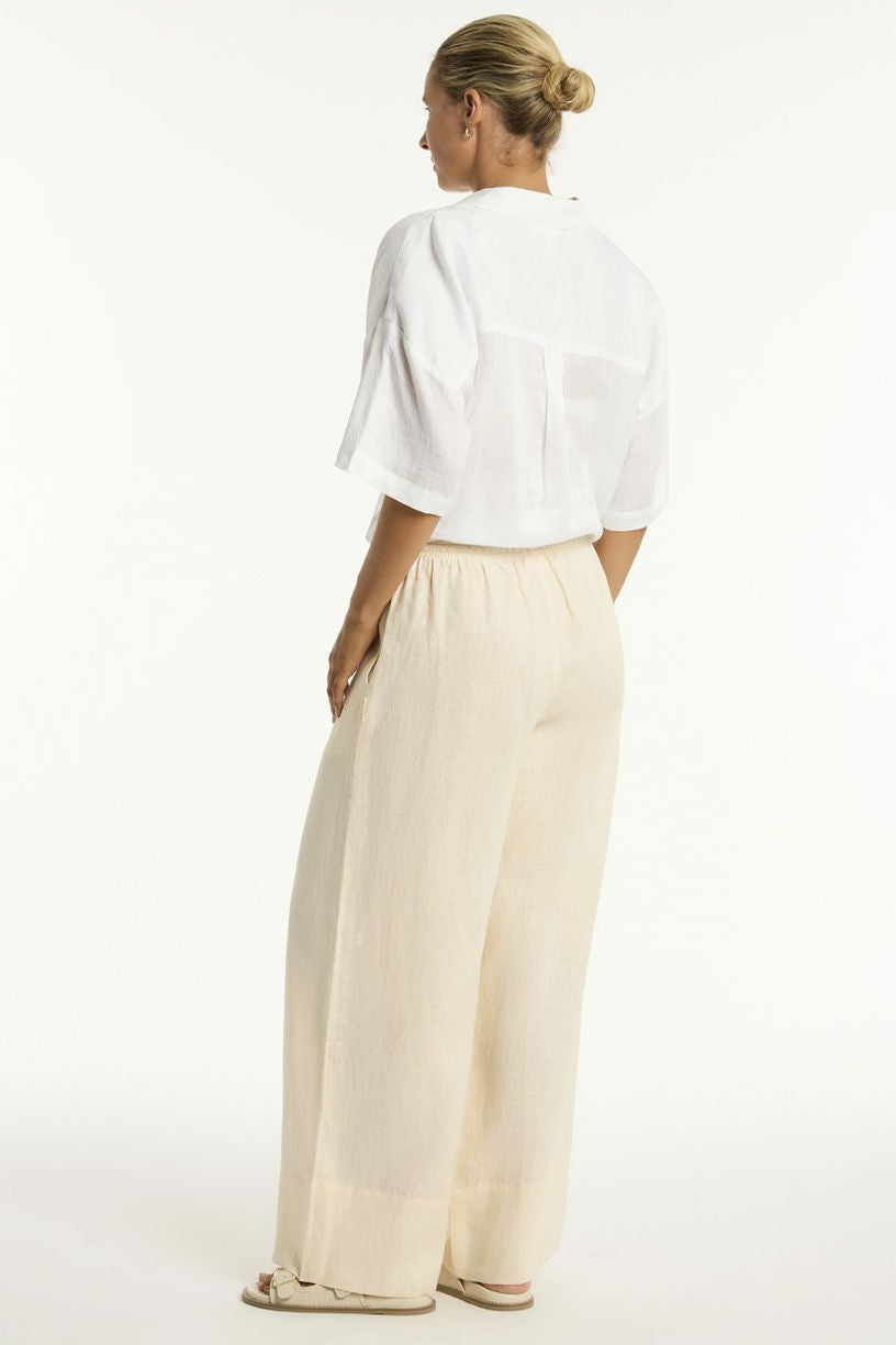 Sea Level Tidal Linen Palazzo Pant - Tidal Linen