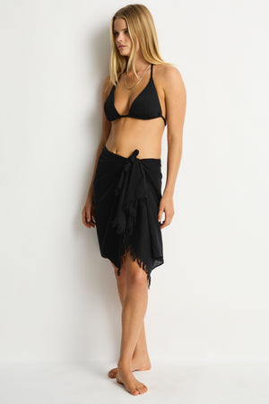 Sea Level Frayed Sarong - Salt