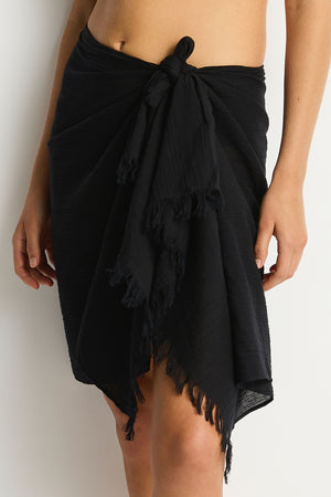 Sea Level Frayed Sarong - Salt