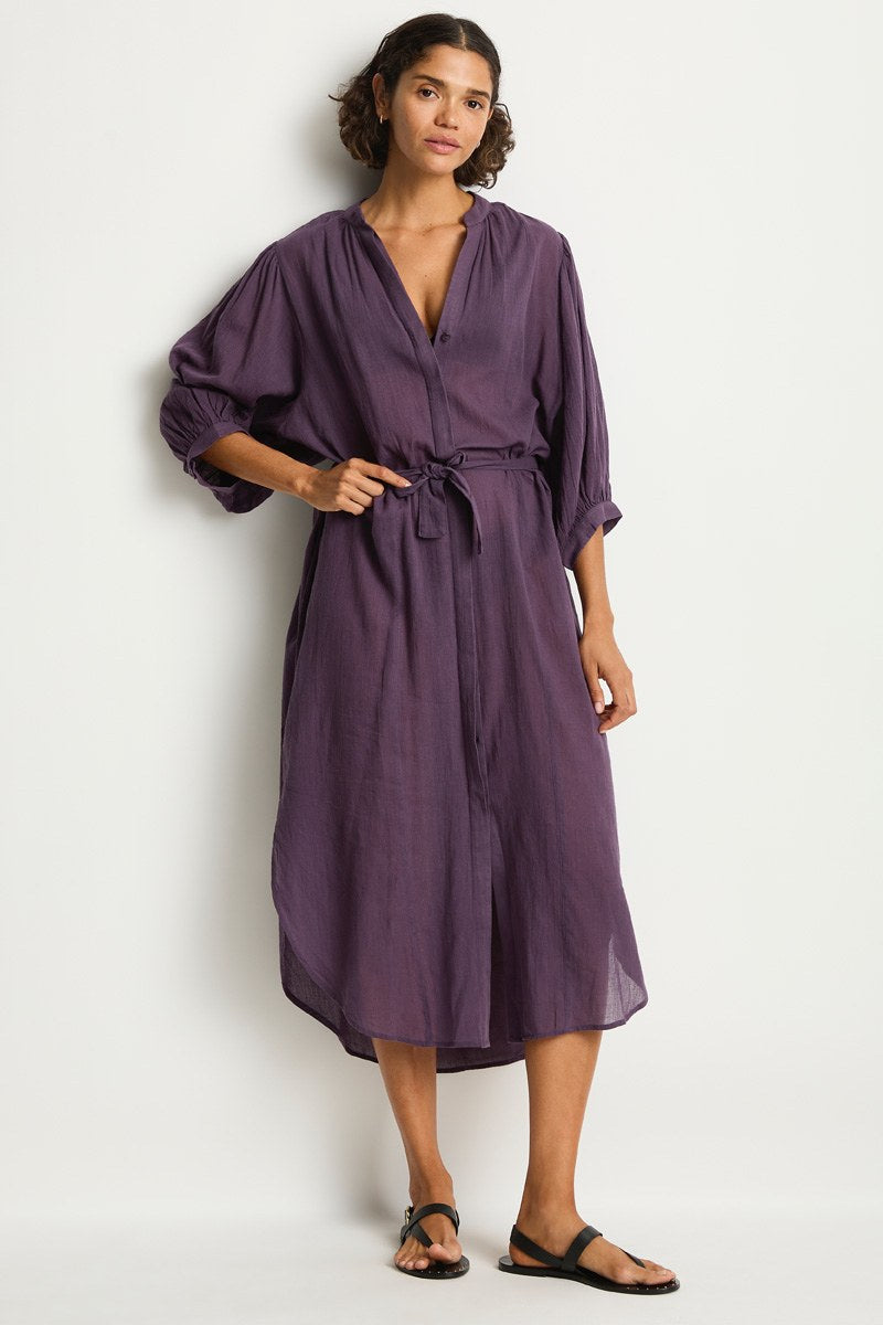 Sea Level Boho Long Shirt Dress - Salt