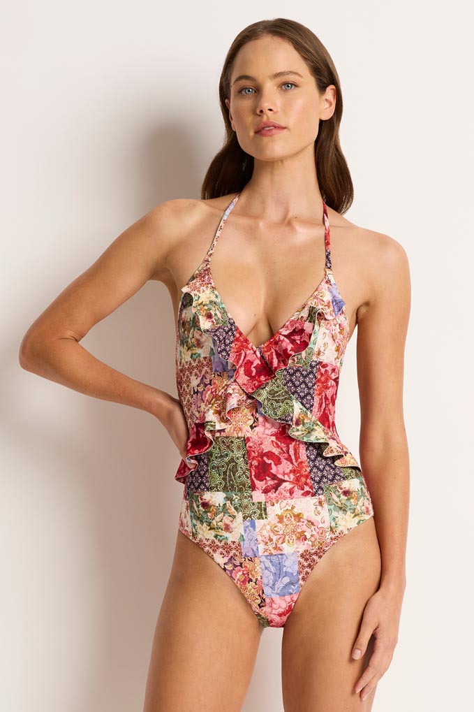 Monte & lou Frill Halter One Piece - Frankie