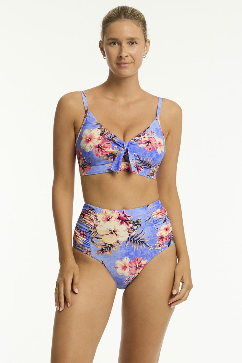Sea Level Blue Hawaii High Waist Gathered Side Pant - Blue Hawaii
