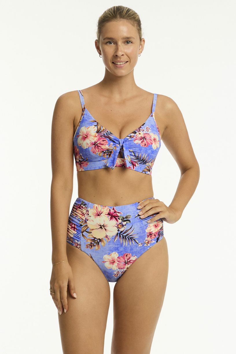 Sea Level Blue Hawaii High Waist Gathered Side Pant - Blue Hawaii