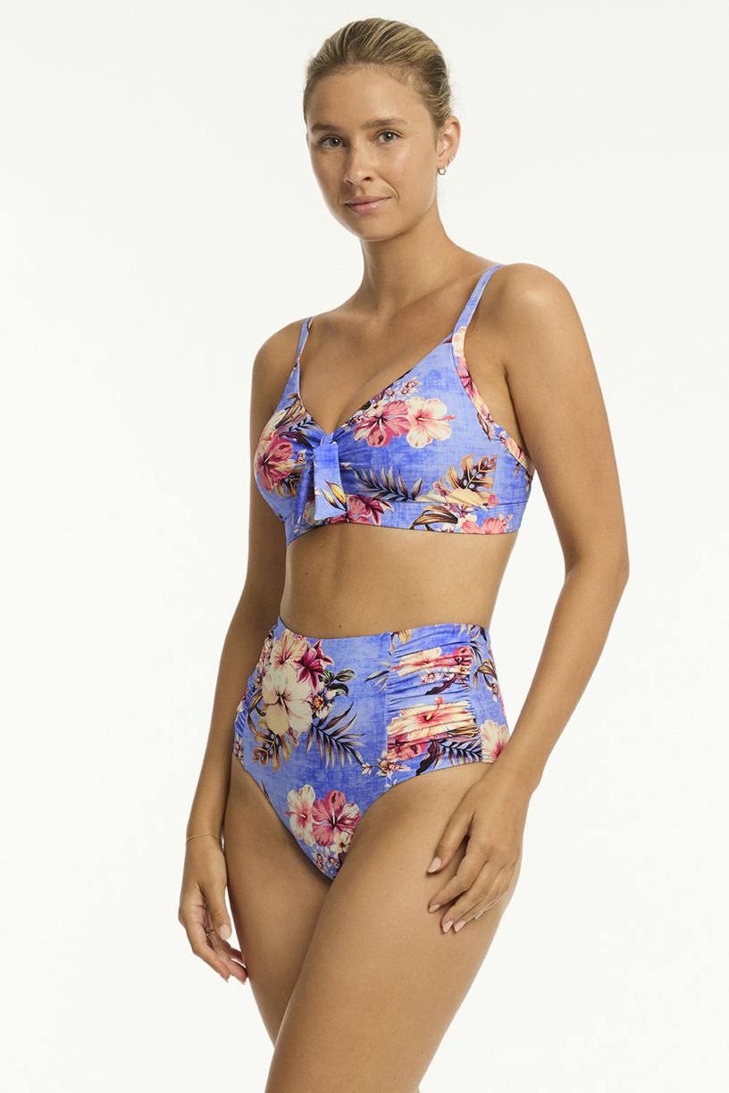 Sea Level Blue Hawaii High Waist Gathered Side Pant - Blue Hawaii