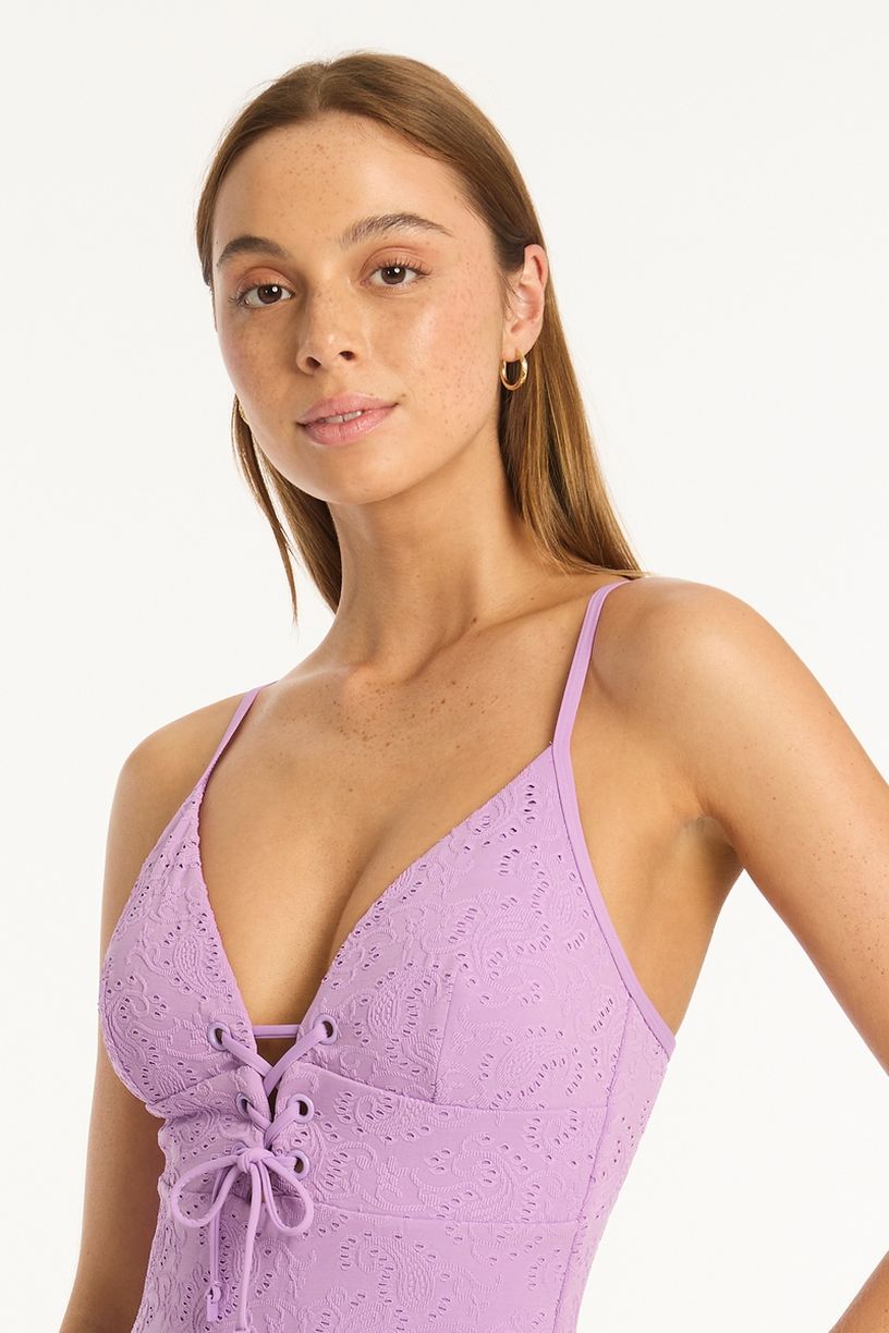 Sea Level Lace Up Tri One Piece - Interlace