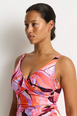 Sea Level Cross Front Multifit Singlet Top - Neon Wave