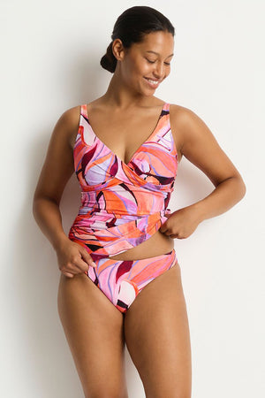 Sea Level Cross Front Multifit Singlet Top - Neon Wave