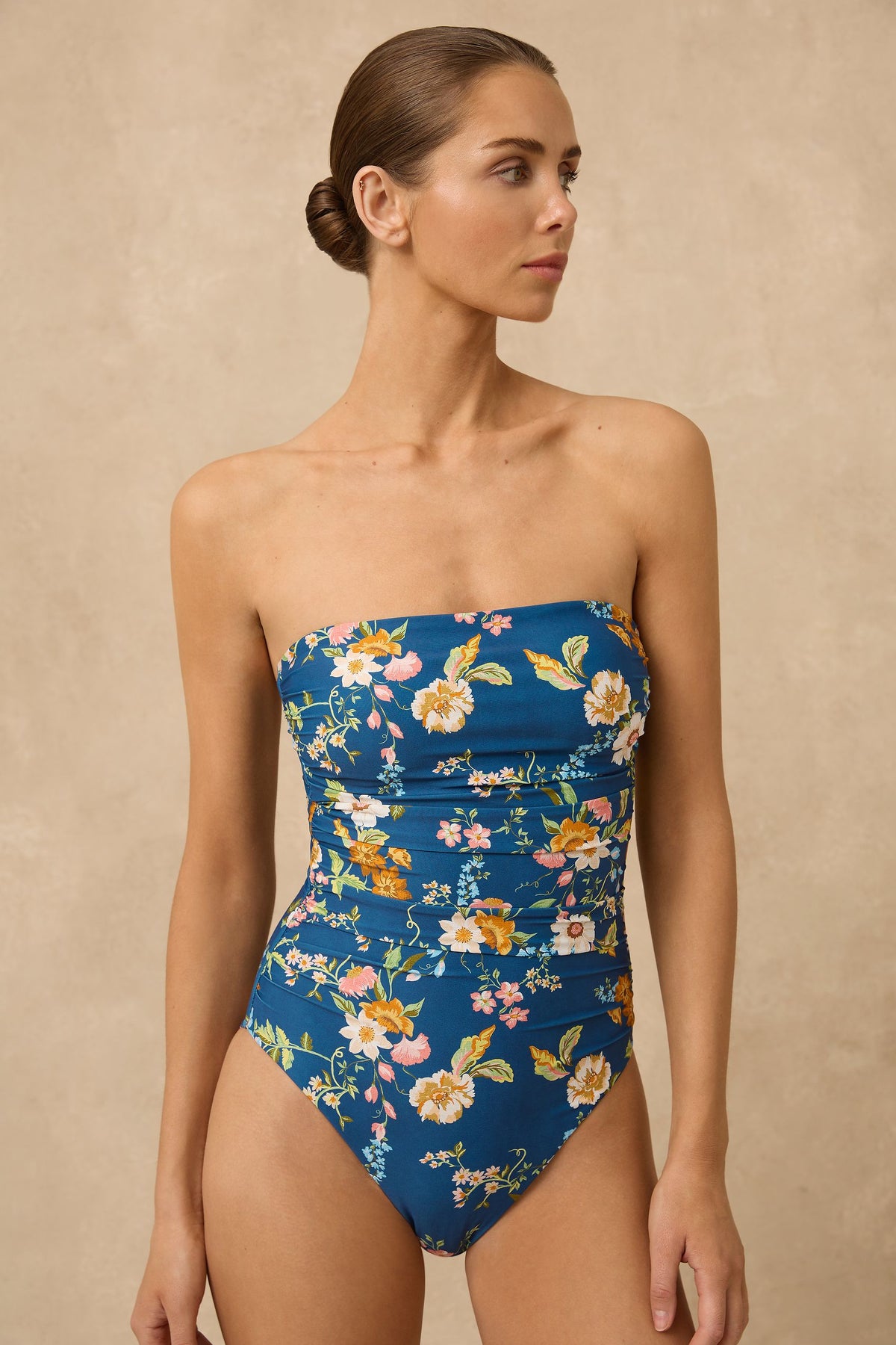 Monte & Lou Ruched Bandeau One Piece - Jasmin