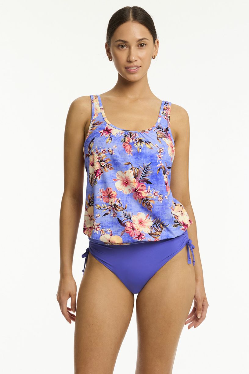Sea Level Blue Hawaii Blouson Tank Multifit Singlet Top - Blue Hawaii
