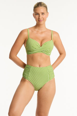 Sea Level Cross Front Moulded Underwire Bra - Checkmate