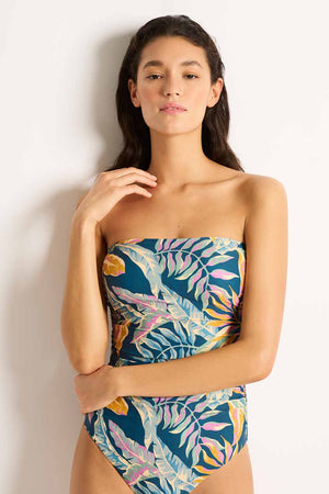 Monte and Lou Ruched Bandeau One Piece - Huahine