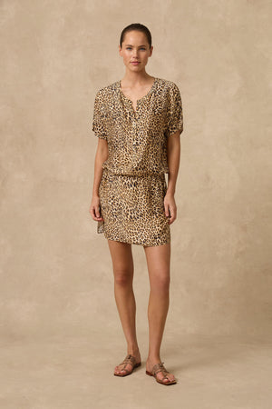 Monte and Lou Short Sleeve Shirt Dress - Seda