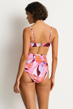 Sea Level Twist Bandeau - Neon Wave