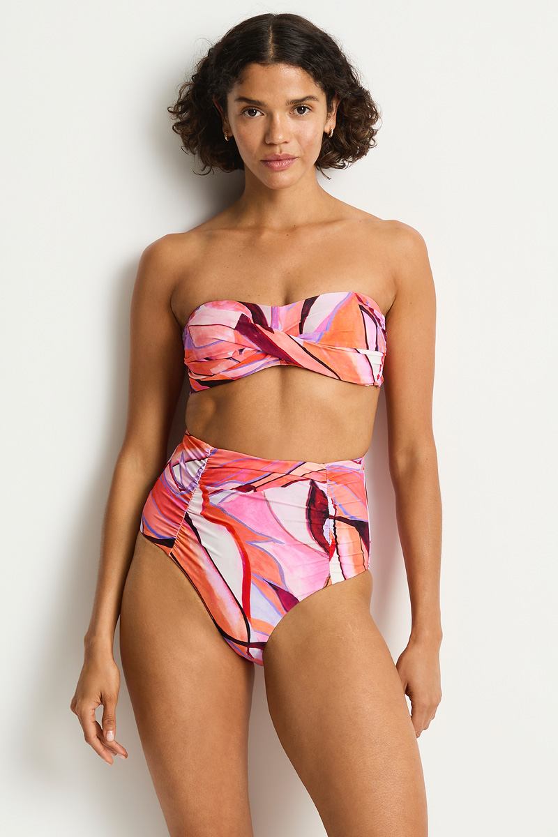 Sea Level Twist Bandeau - Neon Wave
