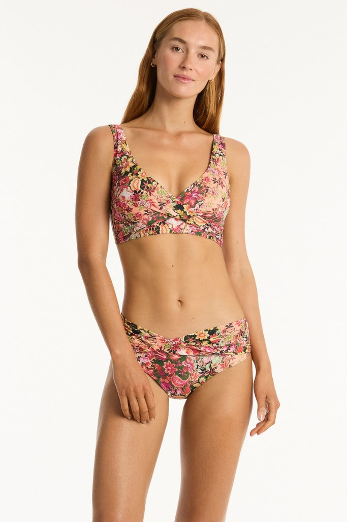 Sea Level Cross Front Multifit Bra Top - Wildflower