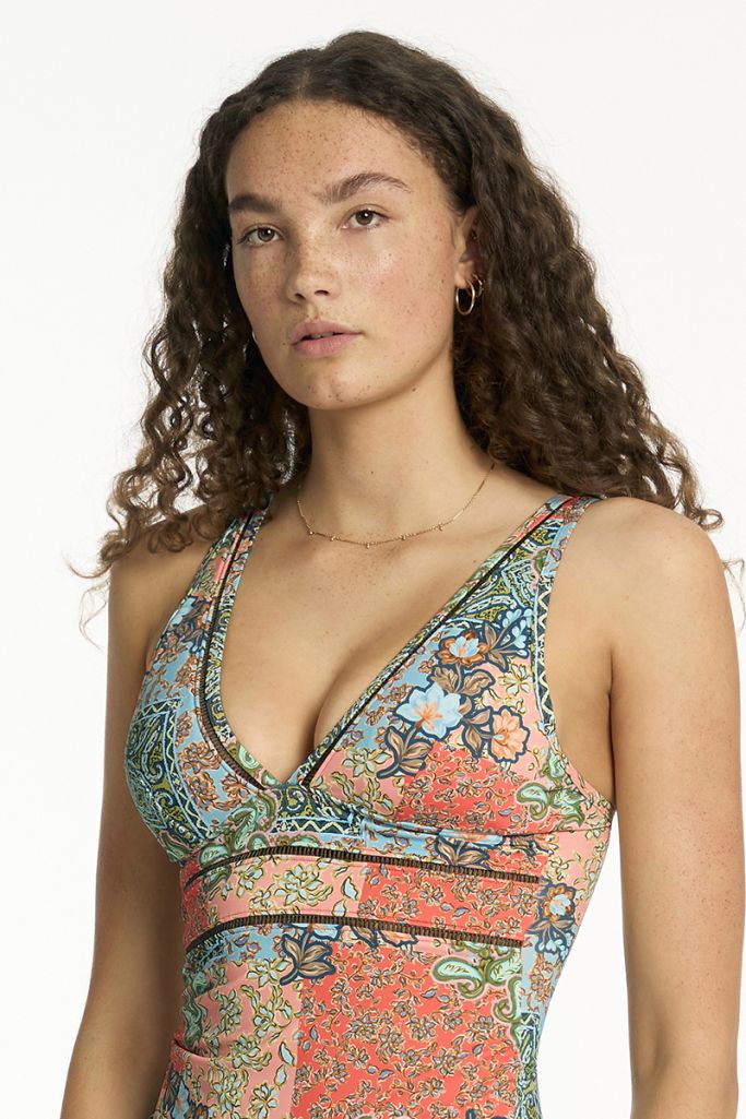 Sea Level Spliced Longline Tri Tankini - Java