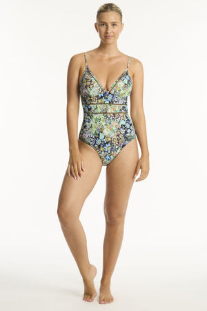 Sea Level Spliced Tri One Piece - Wildflower