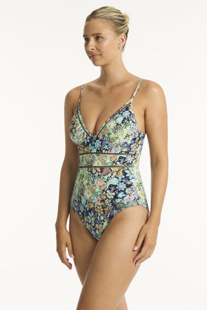 Sea Level Spliced Tri One Piece - Wildflower