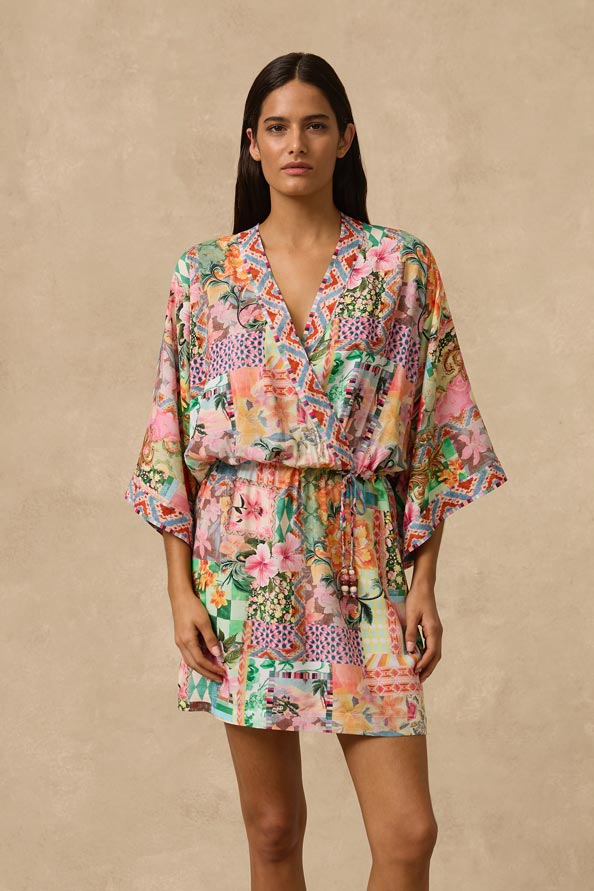 Monte & Lou Kimono Mini Dress - Simi