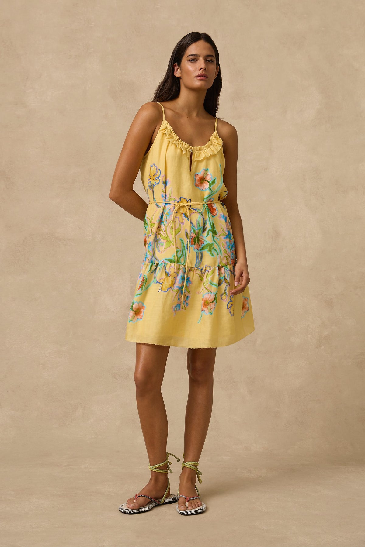 Monte & Lou Frill Tiered Mini Dress - Sophia