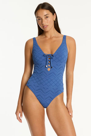 Sea Level Lace Up One Piece - Toscana