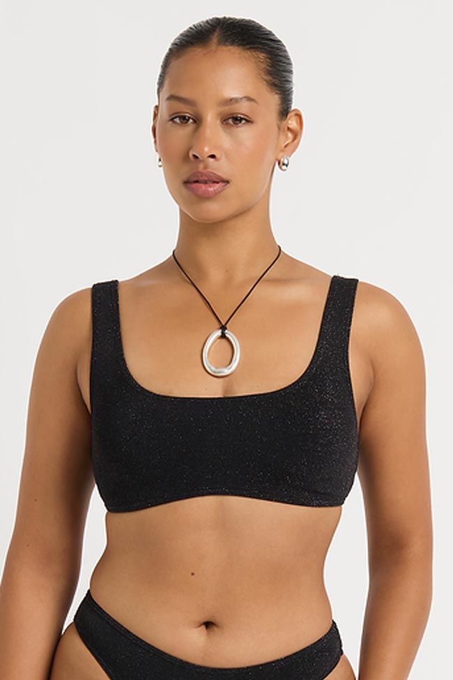 Bond-Eye Malibu 2.0 Crop - Black Lurex Micro Crinkle